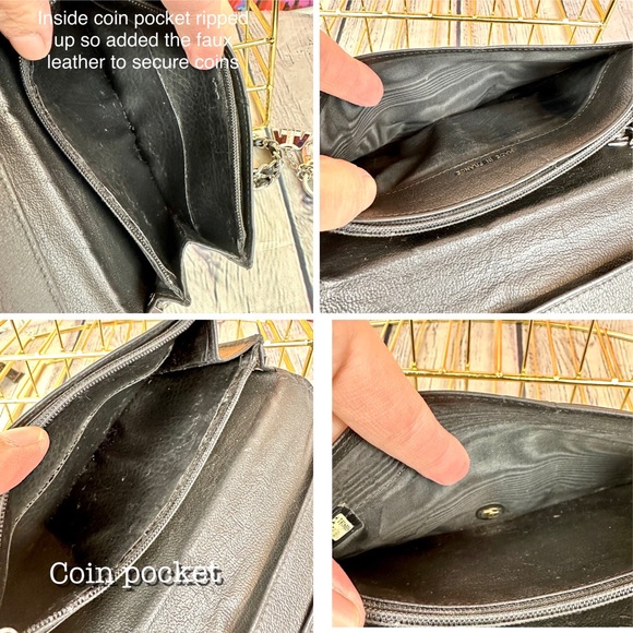 CHANEL black leather wallet crossbody bag with chain and charm - Picture 11 of 16